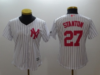 Women New York Yankees #27 Giancarlo Stanton Jersey White With Pink