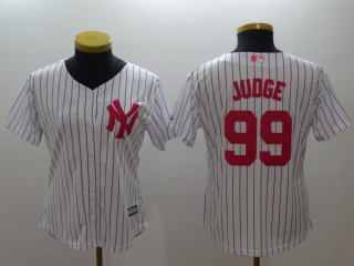 Women New York Yankees #99 Aaron Judge Jersey White With Pink