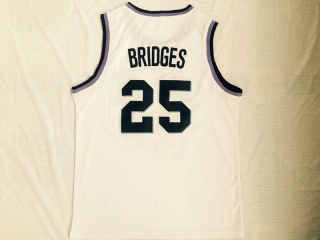 Villanova University 25 Mikal Bridges NCAA Basketball Jersey White