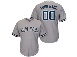 Men's New York Yankees Majestic Gray Road Cool Base Custom Stitched Name Number Jersey