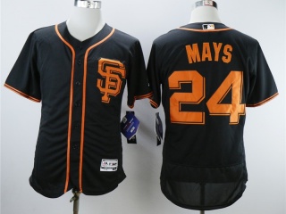 San Francisco Giants 24 Willie Mays Flex Base Jersey Black SF