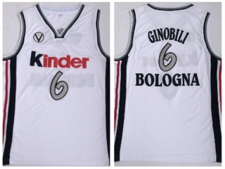 Virtus Kinder Bologna 6 Manu Ginobili Basketball Jersey White