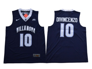 Villanova University 10 Donte DiVincenzo V-Neck Basketball Jersey Blue