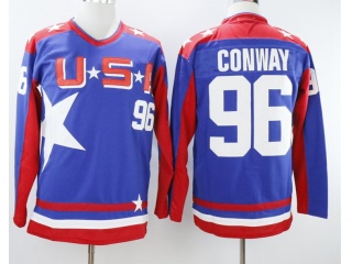 All Star #96 Charlie Conway Purple Movie Hockey Jersey