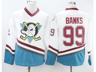 Anaheim Mighty Ducks #99 Adam Banks Movie Hockey Jersey White