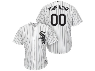 Men's Chicago White Sox Majestic White/Black Home Cool Base Custom Jersey Stitched Name Number