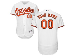 Men's Baltimore Orioles Majestic Home White Flex Base Authentic Collection Custom Jersey