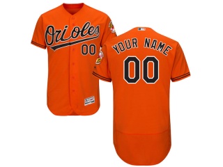 Men's Baltimore Orioles Majestic Alternate Orange Flex Base Authentic Collection Custom Jersey