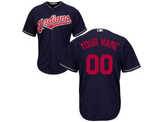 Men's Cleveland Indians Majestic Navy Cool Base Custom Jersey