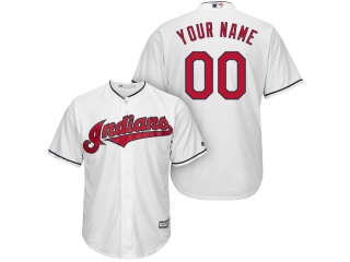 Men's Cleveland Indians Majestic White Cool Base Custom Jersey