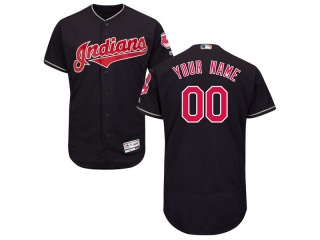 Men's Cleveland Indians Majestic Alternate Navy Flex Base Authentic Collection Custom Jersey