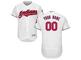 Men's Cleveland Indians Majestic Home White Flex Base Authentic Collection Custom Jersey