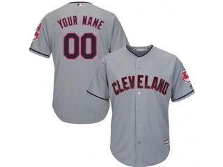 Men's Cleveland Indians Majestic Gray Cool Base Custom Jersey