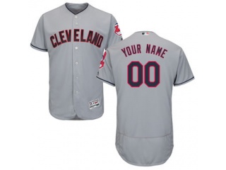 Men's Cleveland Indians Majestic Gray Flex Base Authentic Collection Custom Jersey