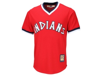 Men's Custom Cleveland Indians Majestic Red Alternate Cooperstown Cool Base Team Jersey