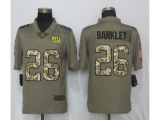 New York Giants 26 Saquon Barkley Football Jersey Olive/Camo Salute to Service Limited