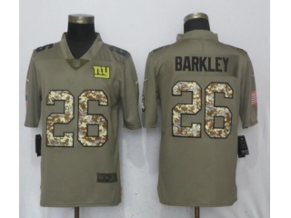 New York Giants 26 Saquon Barkley Football Jersey Olive/Camo Salute to Service Limited