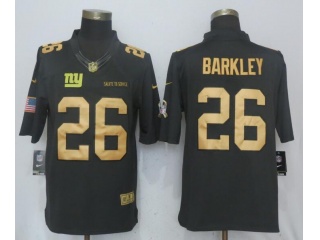 New York Giants 26 Saquon Barkley Football Jersey Gold Anthracite Salute To Service Limited