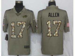 Buffalo Bills 17 Josh Allen Men's Vapor Untouchable Limited Jersey Olive/Camo Salute to Service