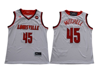 NCAA Louisville Cardinals 45 Donovan Mitchell Basketball Jersey White