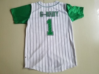 The G-BABY KEKAMBAS Baseball Jersey White Green Pinstripes