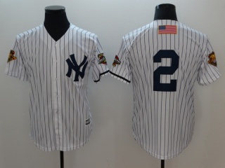 New York Yankees #2 Derek Jeter With 2001 World Series Patch Cool Base Jersey White