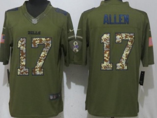 Buffalo Bills #17 Josh Allen Salute to Service Limited Jersey Green