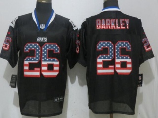 New York Giants #26 Saquon Barkley Flag Fashion USA Jersey Black