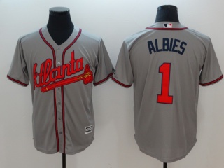 Atlanta Braves #1 Ozzie Albies Cool Base Jersey Grey