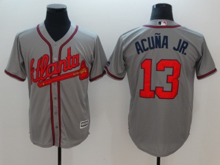 Atlanta Braves #13 Ronald Acuna Jr. Cool Base Jersey Grey