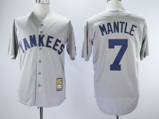 New York Yankees #7 Mickey Mantle Thorowback Jersey Grey