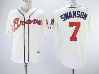 Atlanta Braves #7 Dansby Swanson Cool Base Jersey Cream