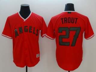Los Angeles Angels #27 Mike Trout Memorial Day Cool Base Jersey Red