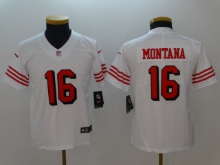 Youth San Francisco 49ers #16 Joe Montana Color Rush Limited Football Jersey White