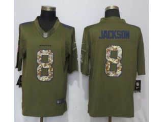 Baltimore Ravens 8 Lamar Jackson Jersey Green Salute To Service Limited