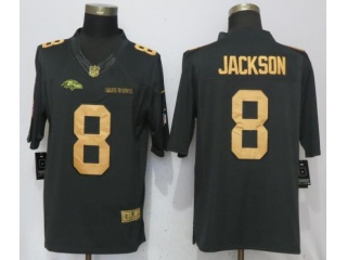 Baltimore Ravens 8 Lamar Jackson Jersey Gold Anthracite Salute To Service Limited