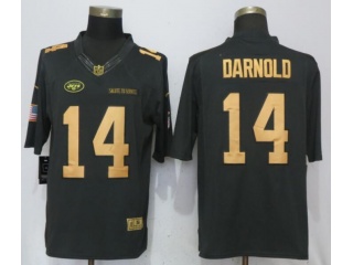 New York Jets 14 Sam Darnold Jersey Gold Anthracite Salute To Service Limited