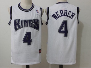 Sacramento Kings 4 Chris Webber Basketball Jersey White