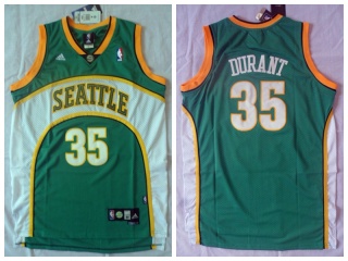 Seattle SuperSonics 35 Kevin Durant Basketball Jersey Green