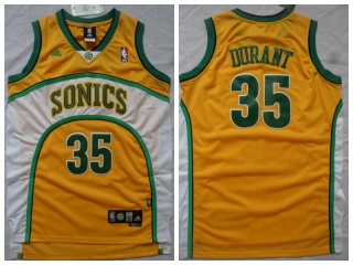 Seattle Supersonics 35 Kevin Durant Basketball Jersey Gold