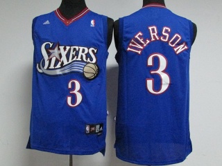 Philadelphia 76ers 3 Allen Iverson Basketball Jersey Blue with White Name