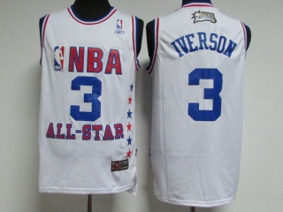 Philadelphia 76ers 3 Allen Iverson Basketball Jersey White 2003 All Star
