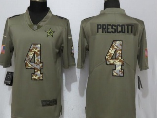 Dallas Cowboys #4 Dak Prescott Salute to Service Limited Jersey Olive Camo