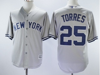 New York Yankees #25 Gleyber Torres Cool Base Jersey Grey