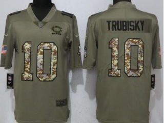 Chicago Bears #10 Mitch Trubisky Salute To Service Limited Jersey Olive Camo