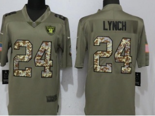 Oakland Raiders #24 Marshawn Lynch Salute To Service Limited Jersey Olive Camo
