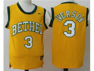 Allen Iverson 3 Bethel Hign Shcool Basketball Jersey Yellow