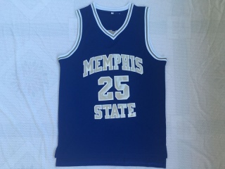 Penny Hardaway 25 Memphis State College Basketball Jersey Blue