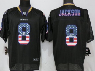 Nike Baltimore Ravens #8 Lamar Jackson USA Flag Fashion Jersey Black