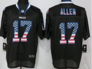 Nike Buffalo Bills #17 Josh Allen USA Flag Fashion Jersey Black